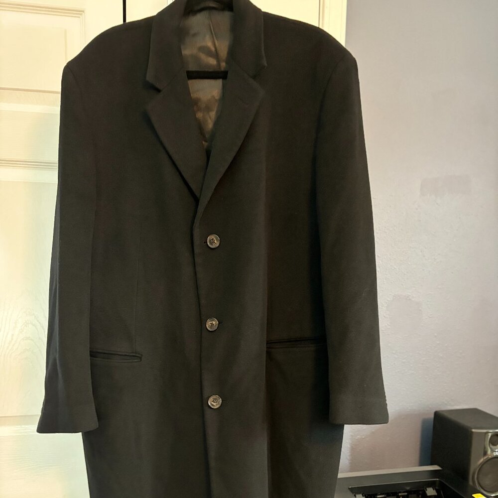 Jacob Siegel Columbo Wool & Cashmere Men's Long Overcoaat Sz46R Black